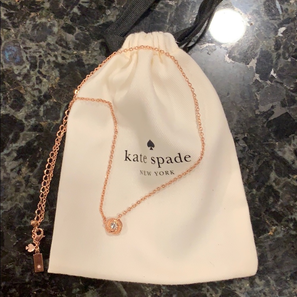 Kate Spade rose gold tone crystal pendant necklace